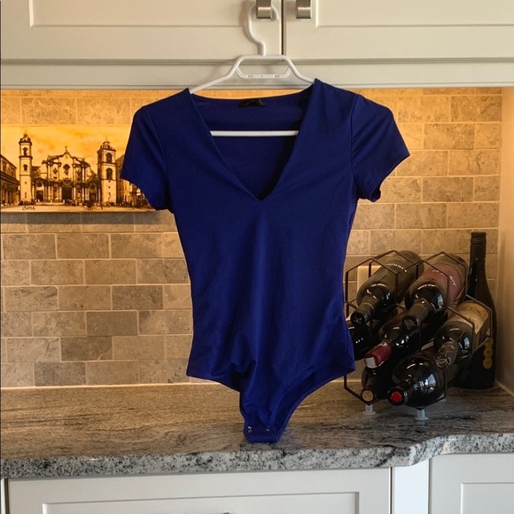 Dynamite Blue V-Neck Bodysuit - Picture 1 of 5